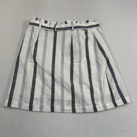 Mine Button Down Tie Mini Skirt Womens Size Large White Blue Stripe NWT - Picture 2 of 9